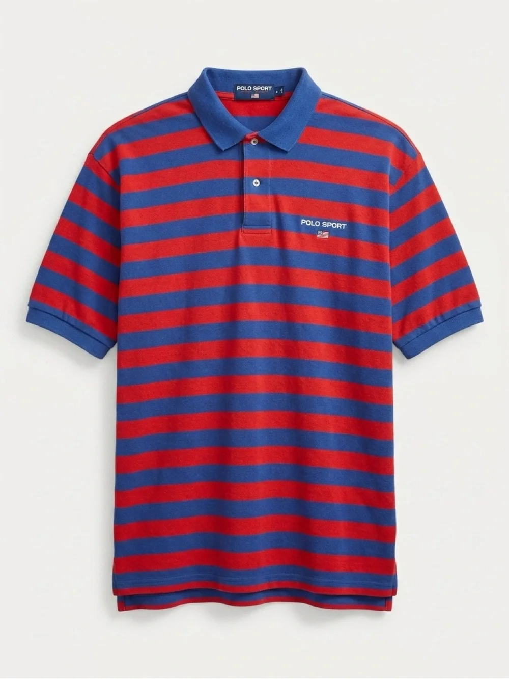 Vintage Polo by Ralph Lauren Men's Blue & Red Striped Polo Shirt